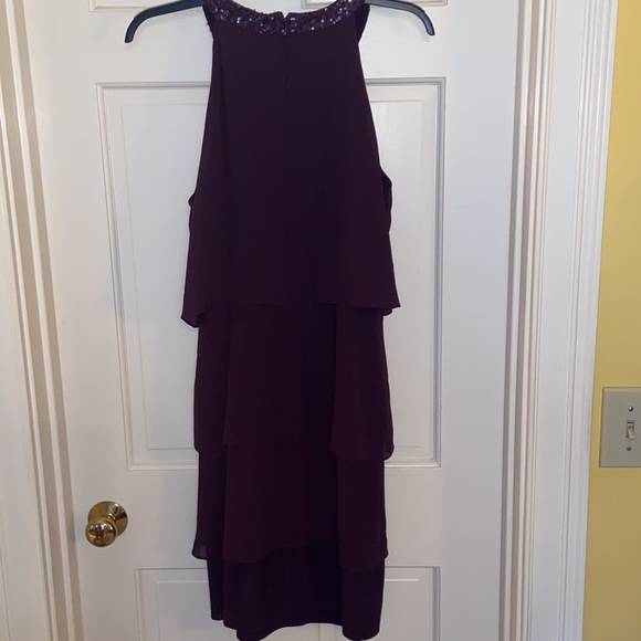 Chaps Purple Layered Sleeveless Evening Dress - Picture 5 of 13